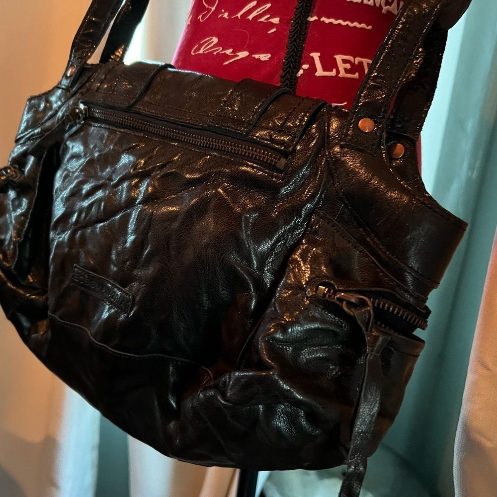 Black Leather Women's Bag vintage bcbg maxazria - Picture 4 of 6